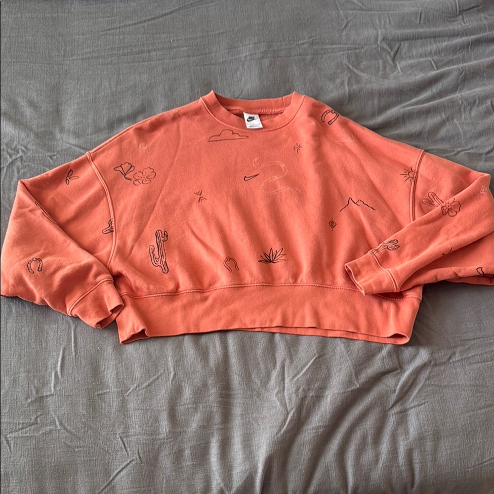 Nike Orange Crew Neck Sweater Relaxed Fit